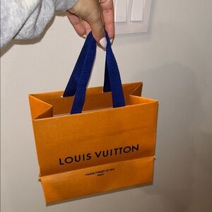 Louis Vuitton Orange Tote with Blue Handles